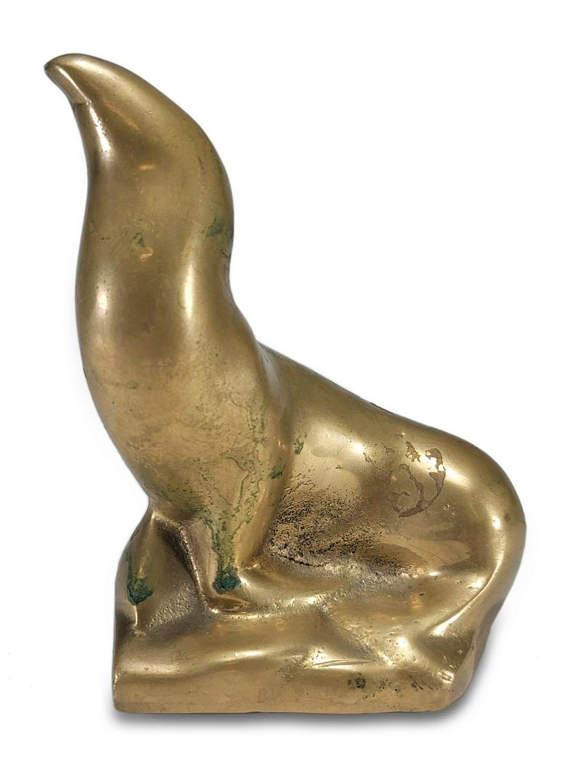 Vintage gilt solid bronze seal statue (1 of 5)