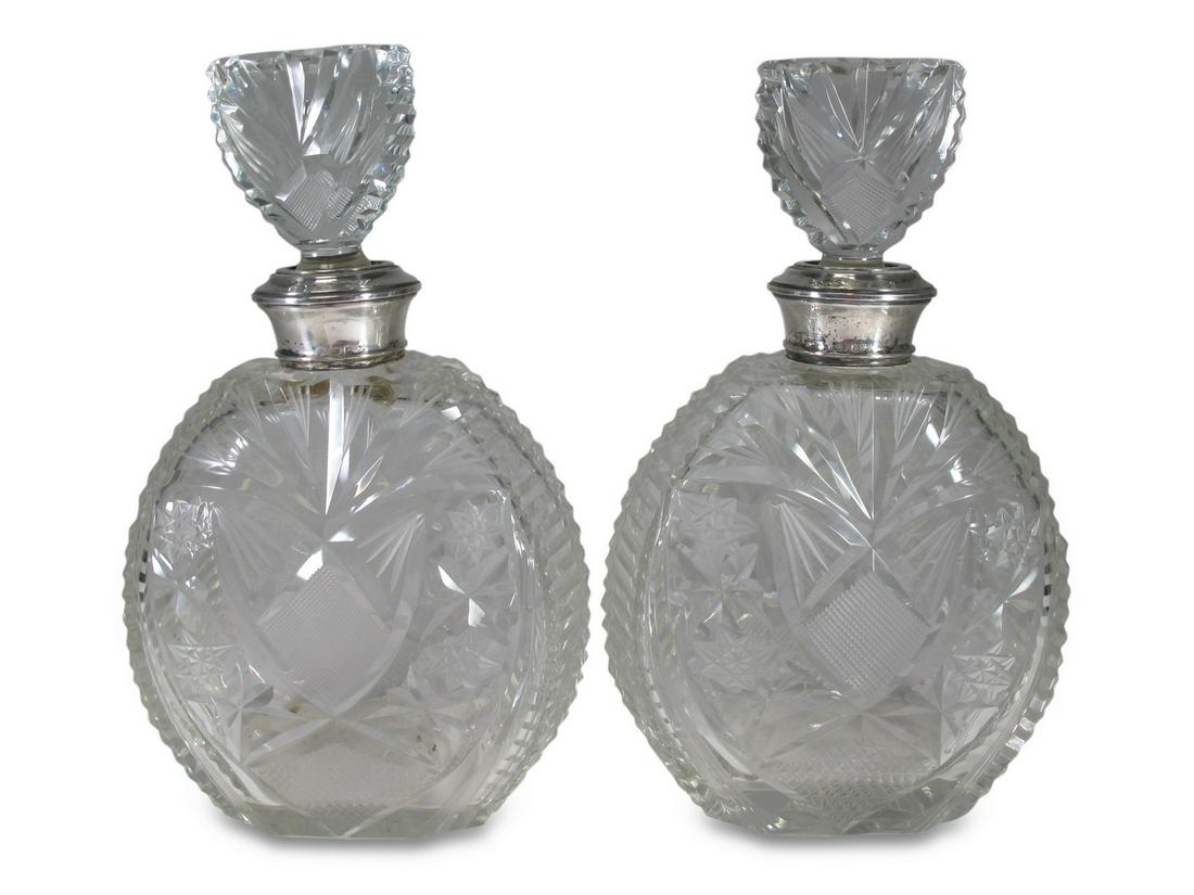 Vintage pair os sterling 925 & cut crystal bottles (1 of 5)