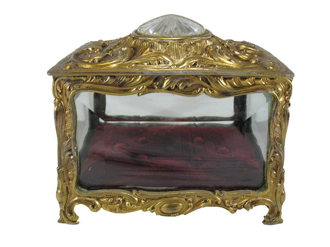 Antique French bronze & beveled glass box (1 of 7)
