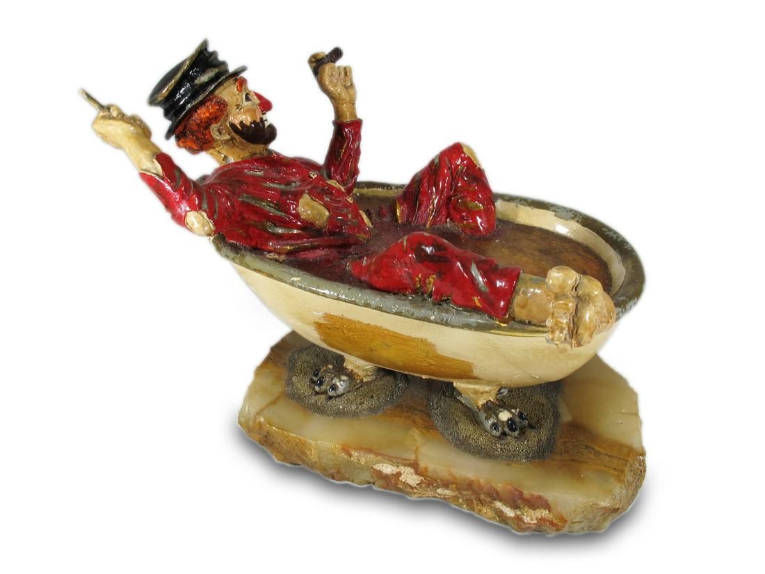 Ron LEE hand painted clown sculpture on an onyx base (1 of 8)
