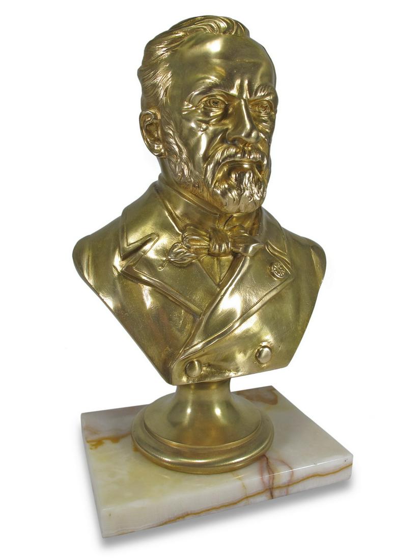 Signed E. Lerondeau gilt bronze bust (1 of 5)