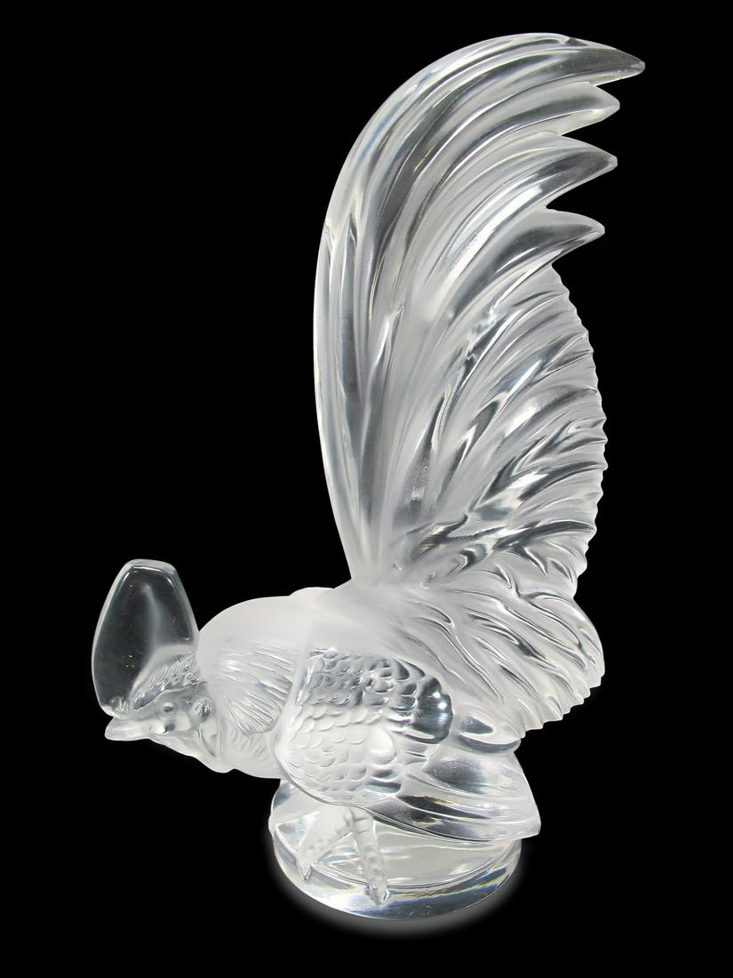 Lalique, France crystal frosted rooster: Lalique, France crystal frosted rooster. 8 1/4 H x 5 1/4 W x 2 5/8 D. TO SHIP THIS ITEM IN USA OR INTERNATIONAL, PLEASE CONTACT THE SHIPPERS : 1) UPS store1937- David Reiser -754-263-0780, auctions193