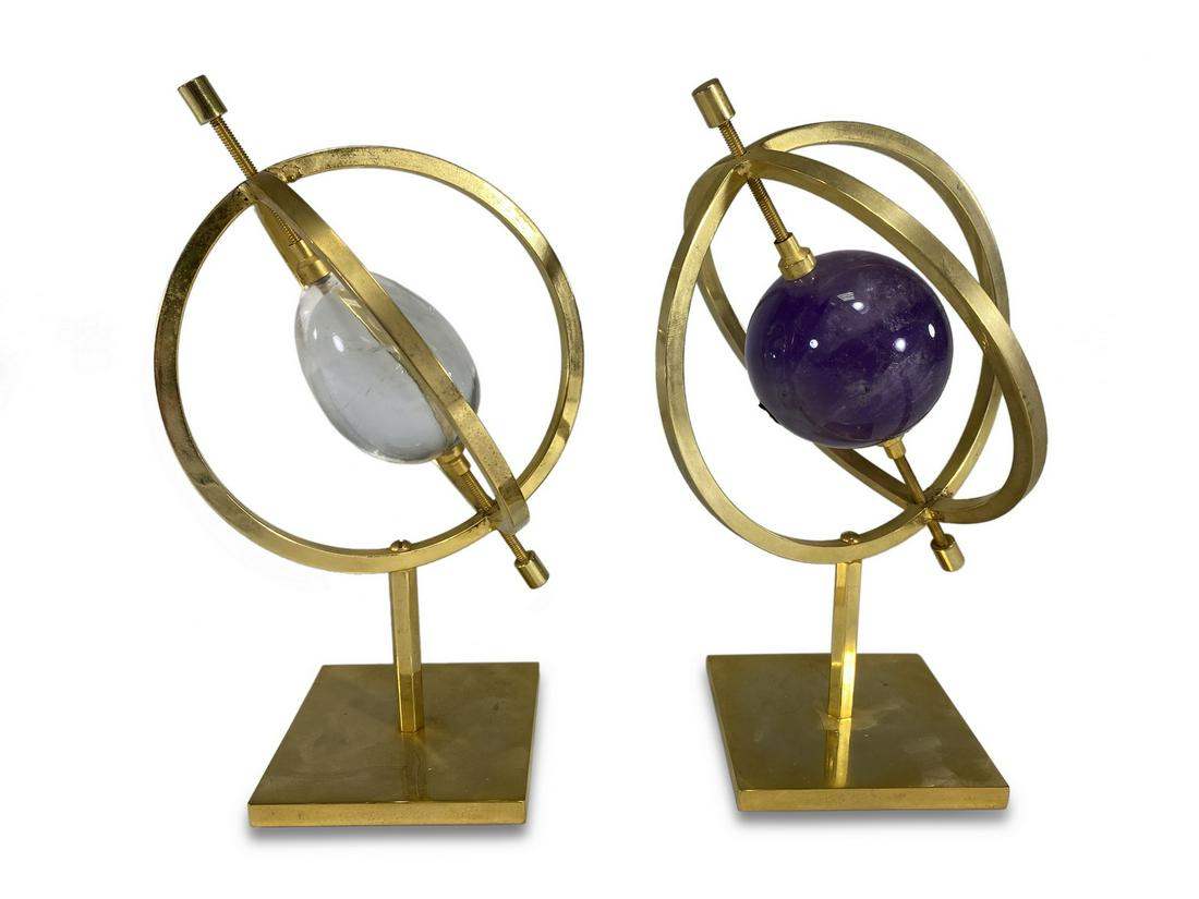 Pair of bronze & stones sculptures: Pair of bronze & stones sculptures. 6 1/2 H x 4 W x 4 D. TO SHIP THIS ITEM IN USA OR INTERNATIONAL, PLEASE CONTACT THE SHIPPERS : 1) UPS store1937- David Reiser -754-263-0780, auctions1937@gmail.com, 