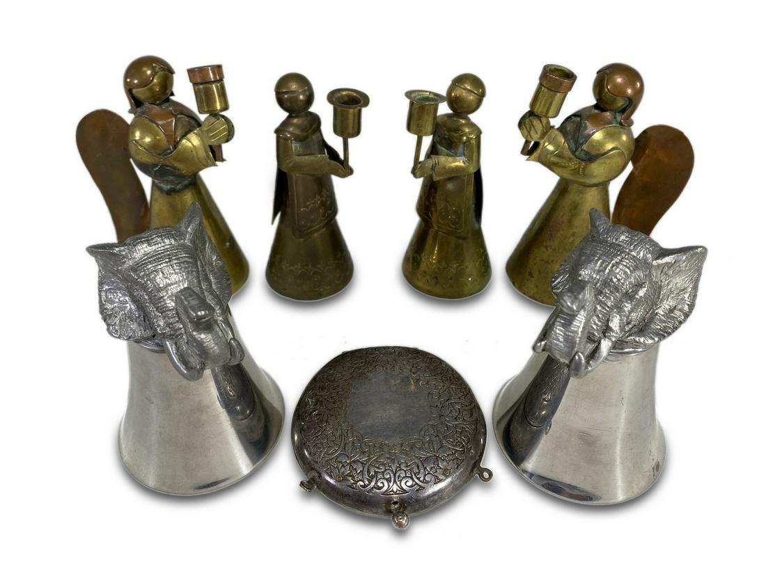 Set of 7 candle holder, bells & powder box (1 of 7)