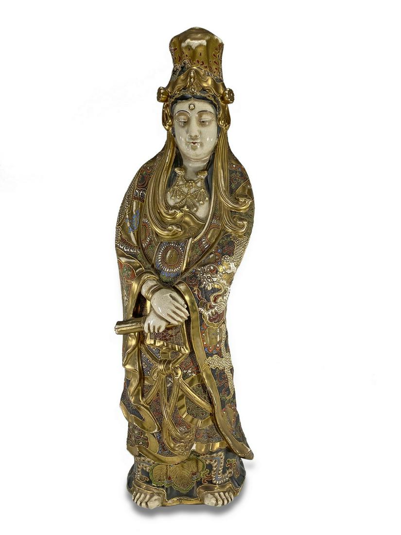 Japanese Satsuma porcelain statue (1 of 5)