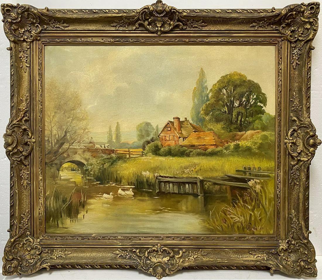 Vintage European oil on canvas, dated 1951 (1 of 6)