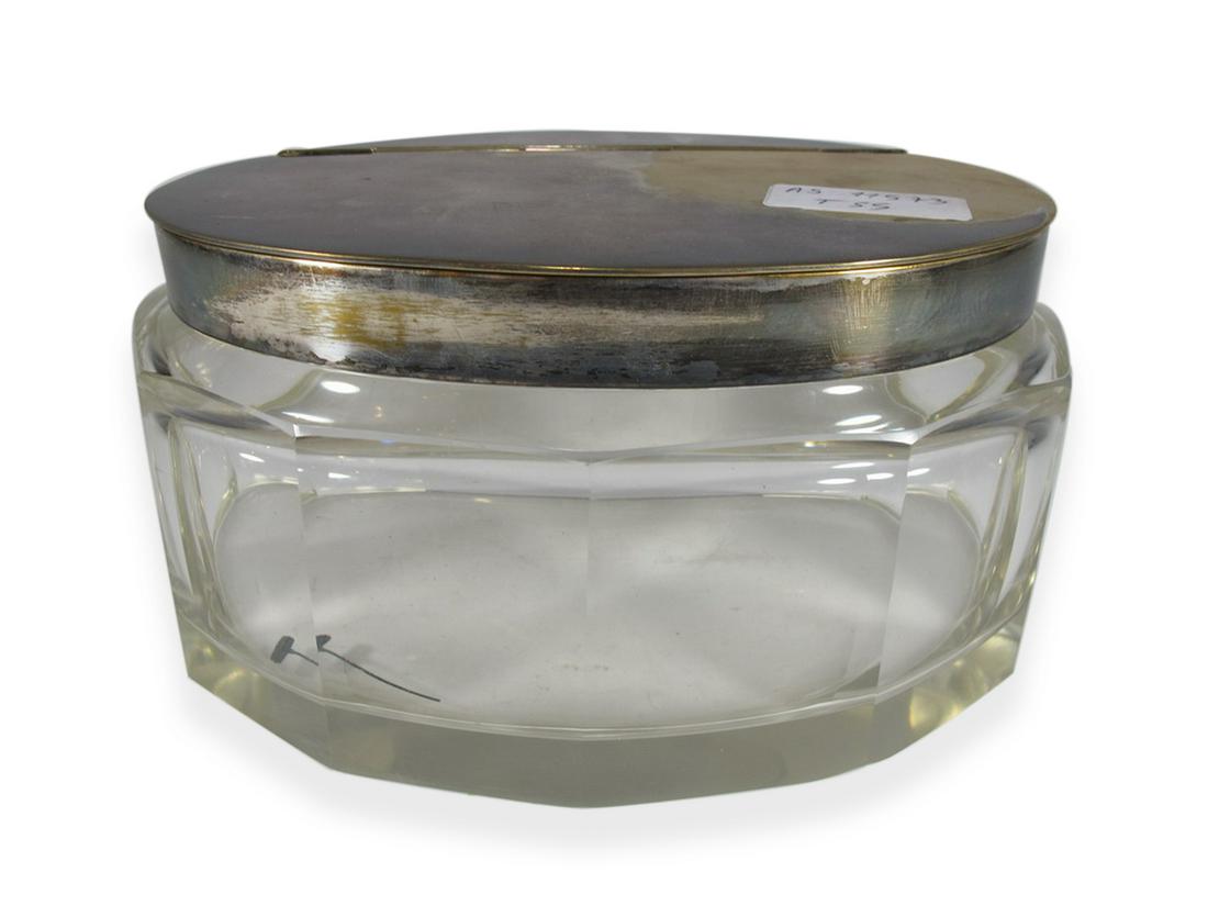 Antique silverplate bronze & crystal box (1 of 5)