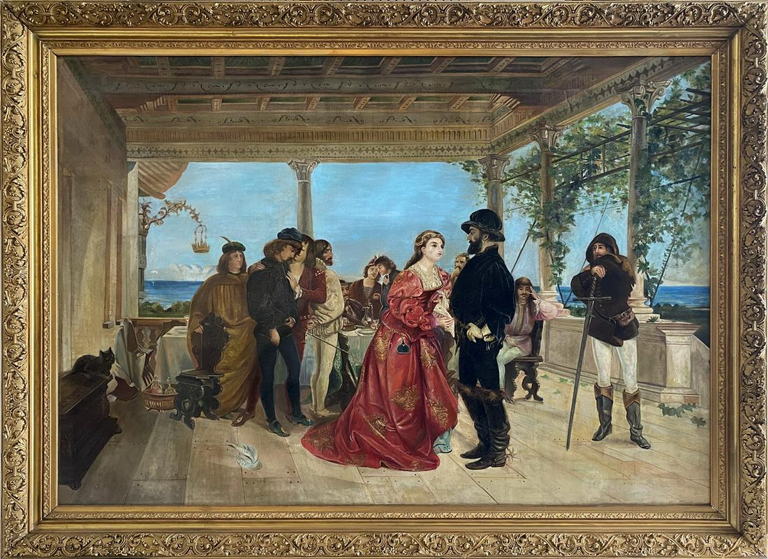 Antique European oil on canvas, unsigned (1 of 7)