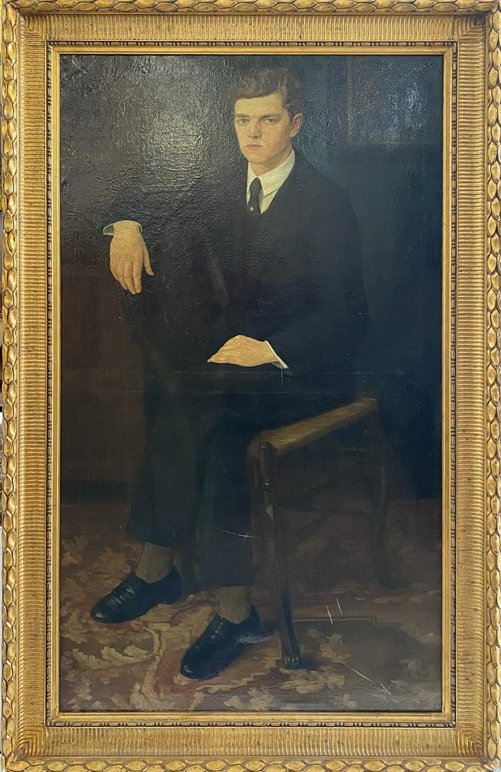 Antique European oil on canvas, dated 1908: Antique European oil on canvas, dated 1908. 71 1/8 H x 43 1/8 W including frame. 62 7/8 H x 34 5/8 W without frame. TO SHIP THIS ITEM IN USA OR INTERNATIONAL, PLEASE CONTACT THE SHIPPERS : 1) UPS stor