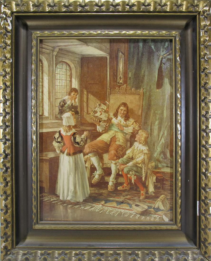 Old European Interior scene print (1 of 5)