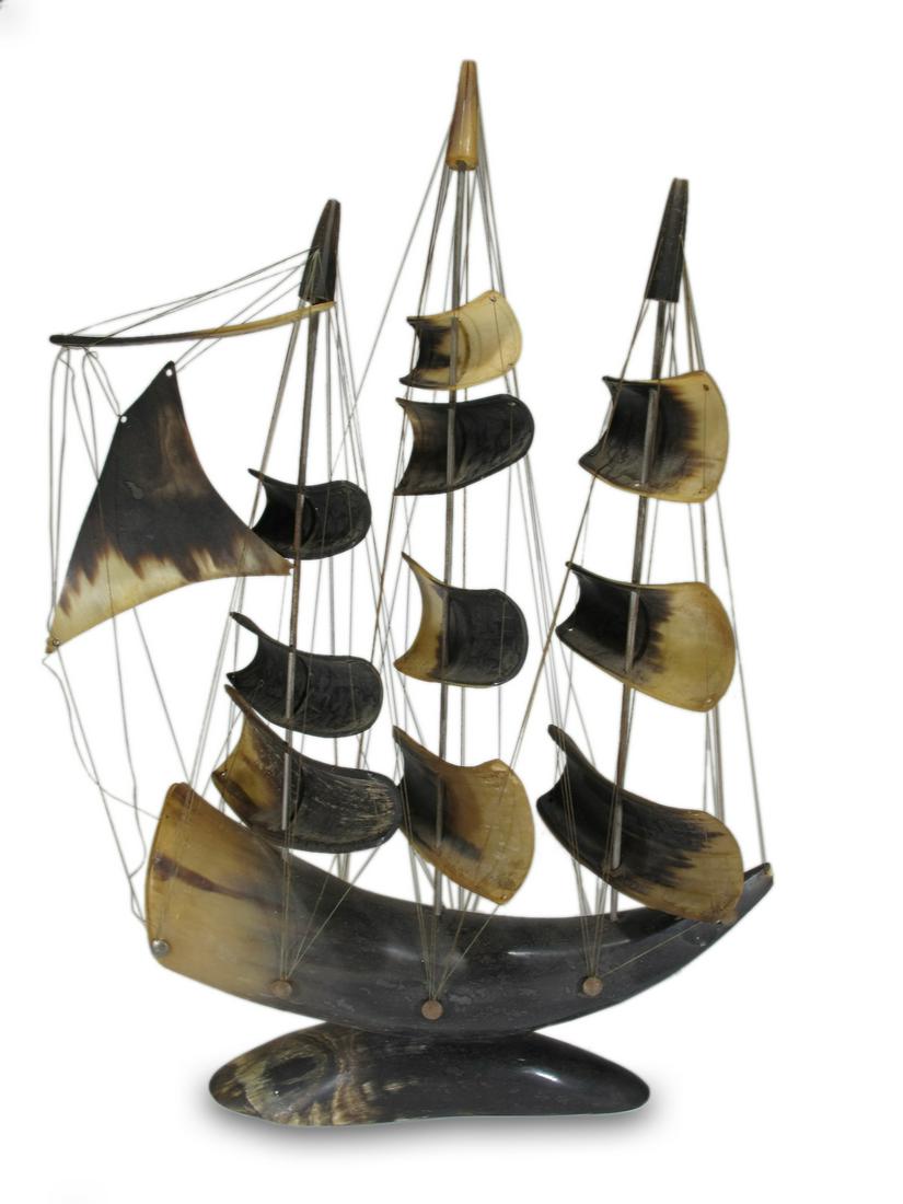Sailboat model ship made of horn from Santo Domingo (1 of 5)