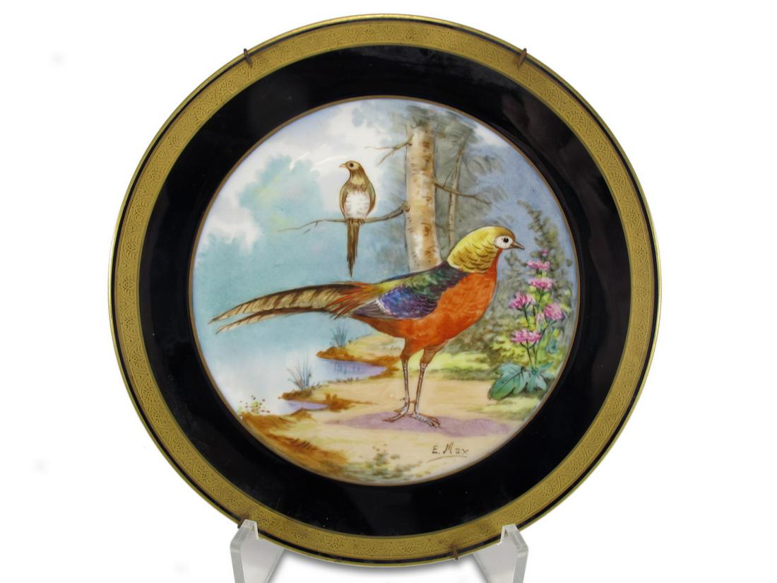 Antique Limoges porcelain plate painted by E, Max: Antique Limoges porcelain plate painted by E, Max, 9 7/8 diameter. TO SHIP THIS ITEM IN USA OR INTERNATIONAL, PLEASE CONTACT THE SHIPPERS : 1) UPS store1937- David Reiser -754-263-0780, auctions1937@g