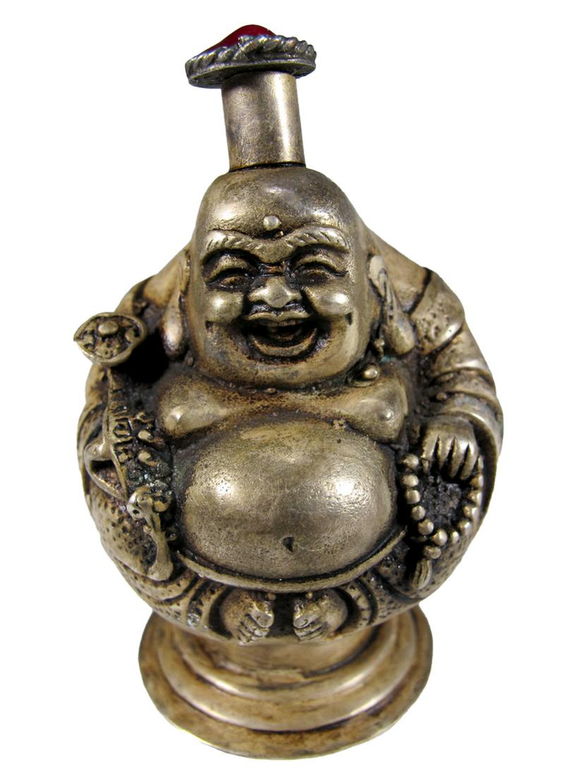 Antique Chinese silverplate & Agate Buddha statue (1 of 7)
