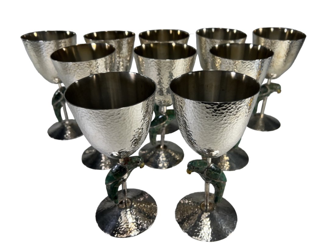 Los Castillo set of 10 hammered metal goblets (1 of 5)