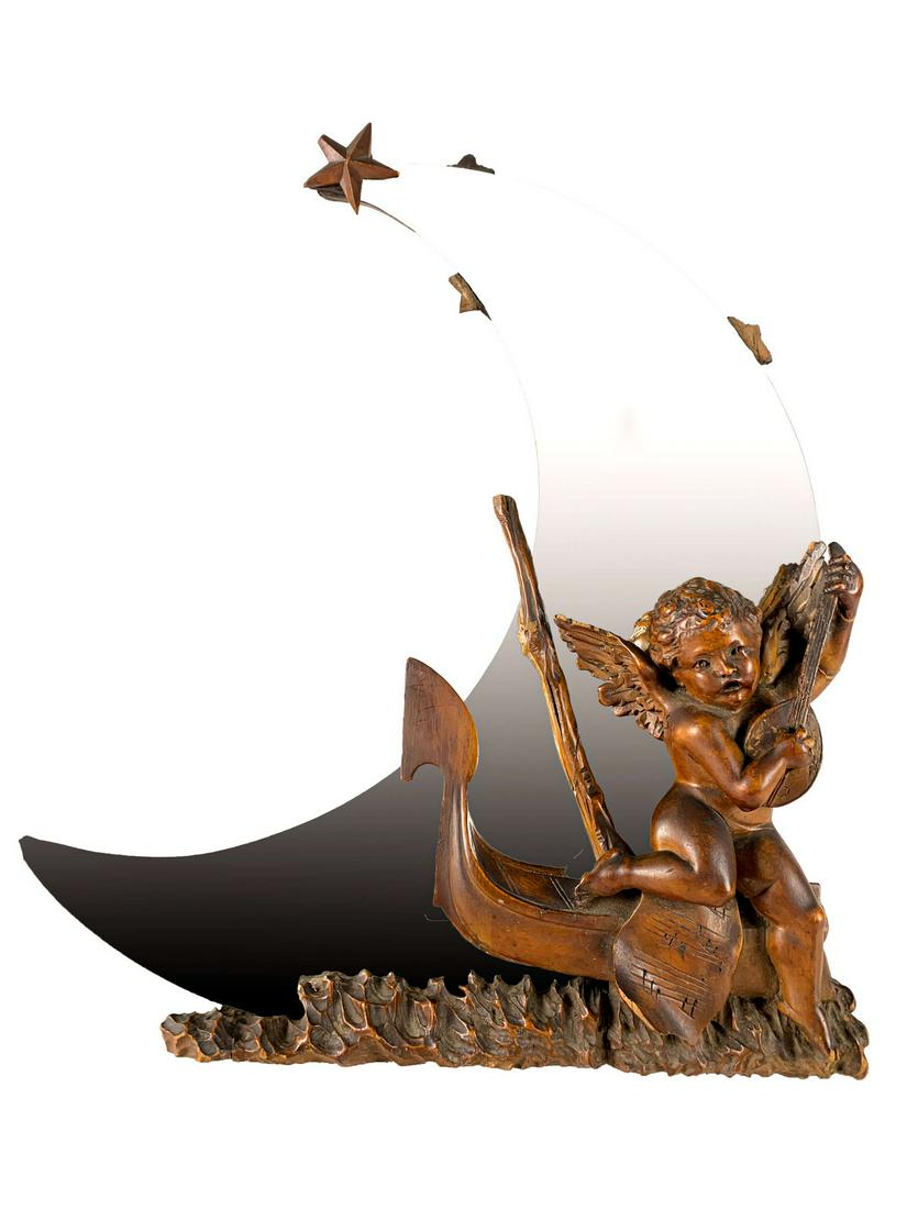 Antique carved wood mirror by Eugenio GALLI (1 of 7)