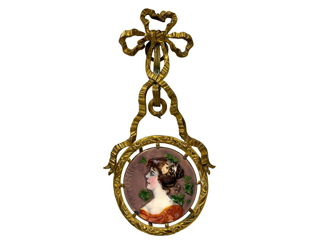 Antique European bronze enamel medal (1 of 3)