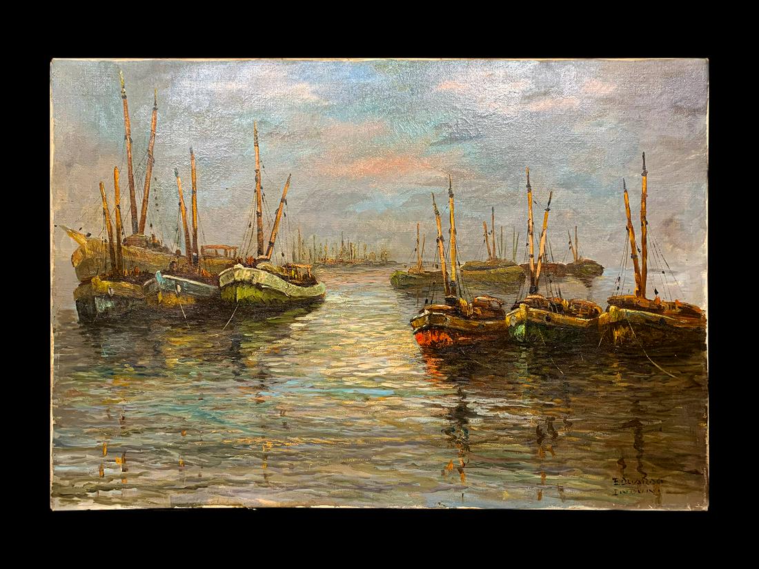 Eduardo Dante INDUNI (1901-1958) Argentinian oil on canvas: Eduardo Dante INDUNI (1901-1958) Argentinian oil on canvas. 23 3/4 H x 35 1/2 W. TO SHIP THIS ITEM IN USA OR INTERNATIONAL, PLEASE CONTACT THE SHIPPERS : 1) UPS store1937- David Reiser -754-263-0780, 