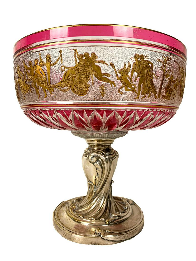 Antique French Christofle silverplate & glass bowl: Antique French Christofle silverplate & glass bowl. 9 3/4 H x 9 7/8 W. TO SHIP THIS ITEM IN USA OR INTERNATIONAL, PLEASE CONTACT THE SHIPPERS : 1) UPS store1937- David Reiser -754-263-0780, auctions19