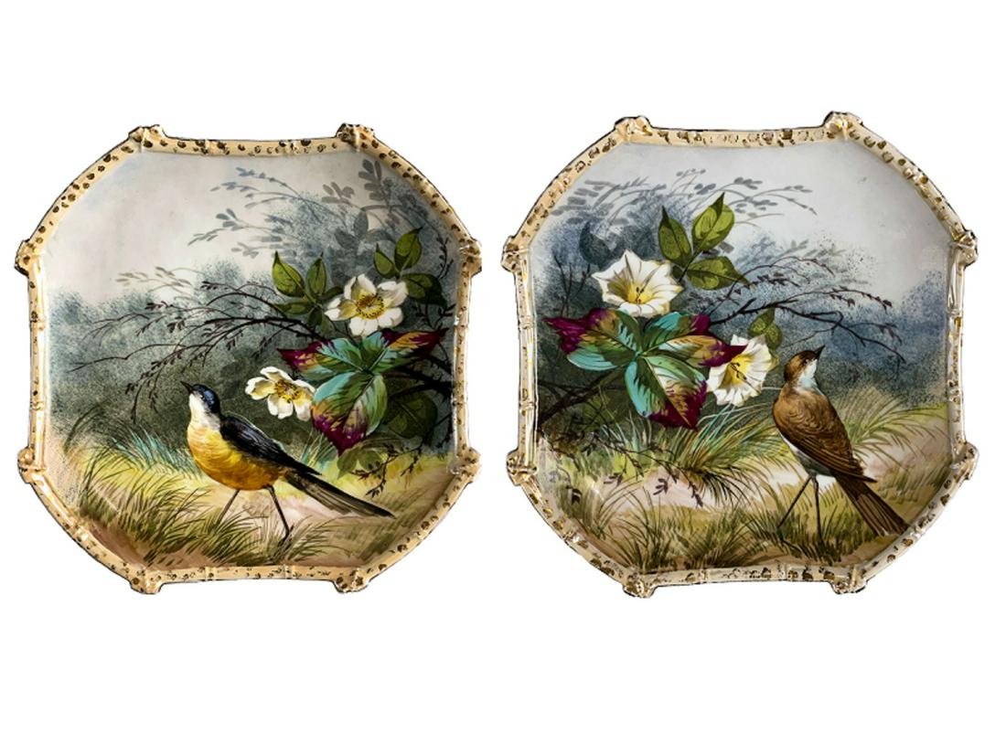Antique pair of European hand painted porcelain plates (1 of 6)