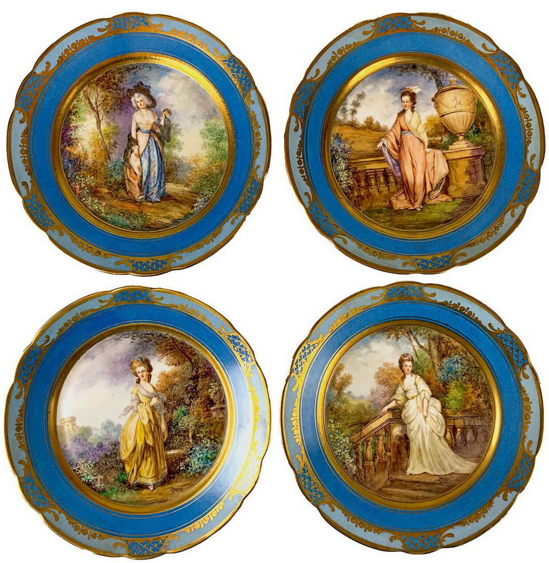 Antique German, Bavaria set of 4 porcelain plates (1 of 14)