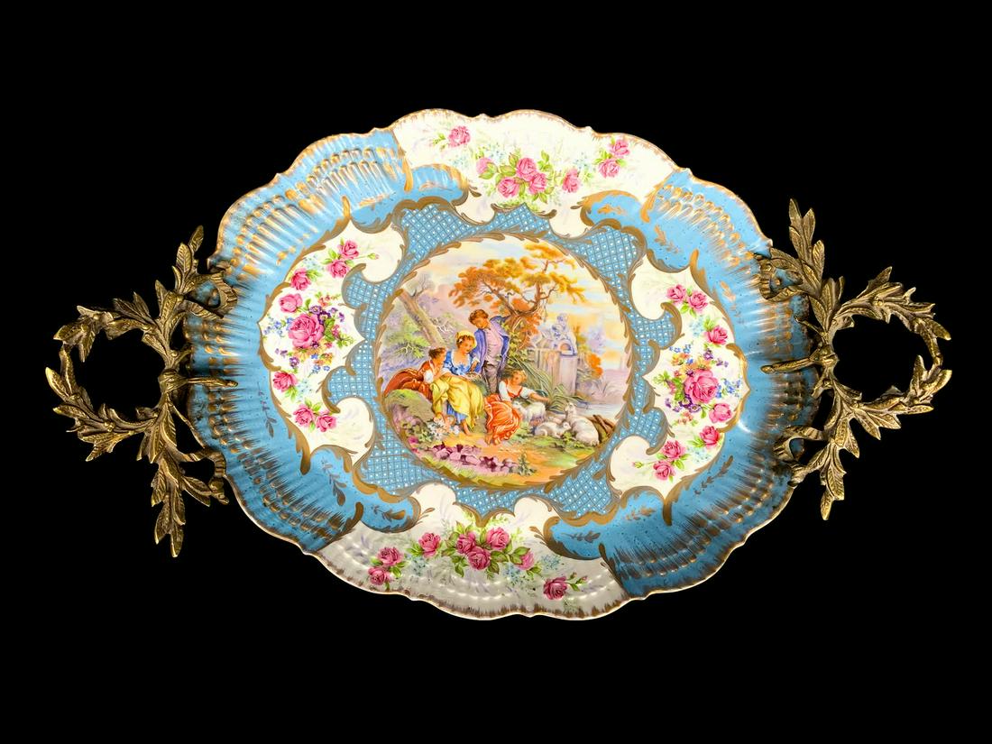 French Limoges, Giraud porcelain & bronze tray (1 of 6)