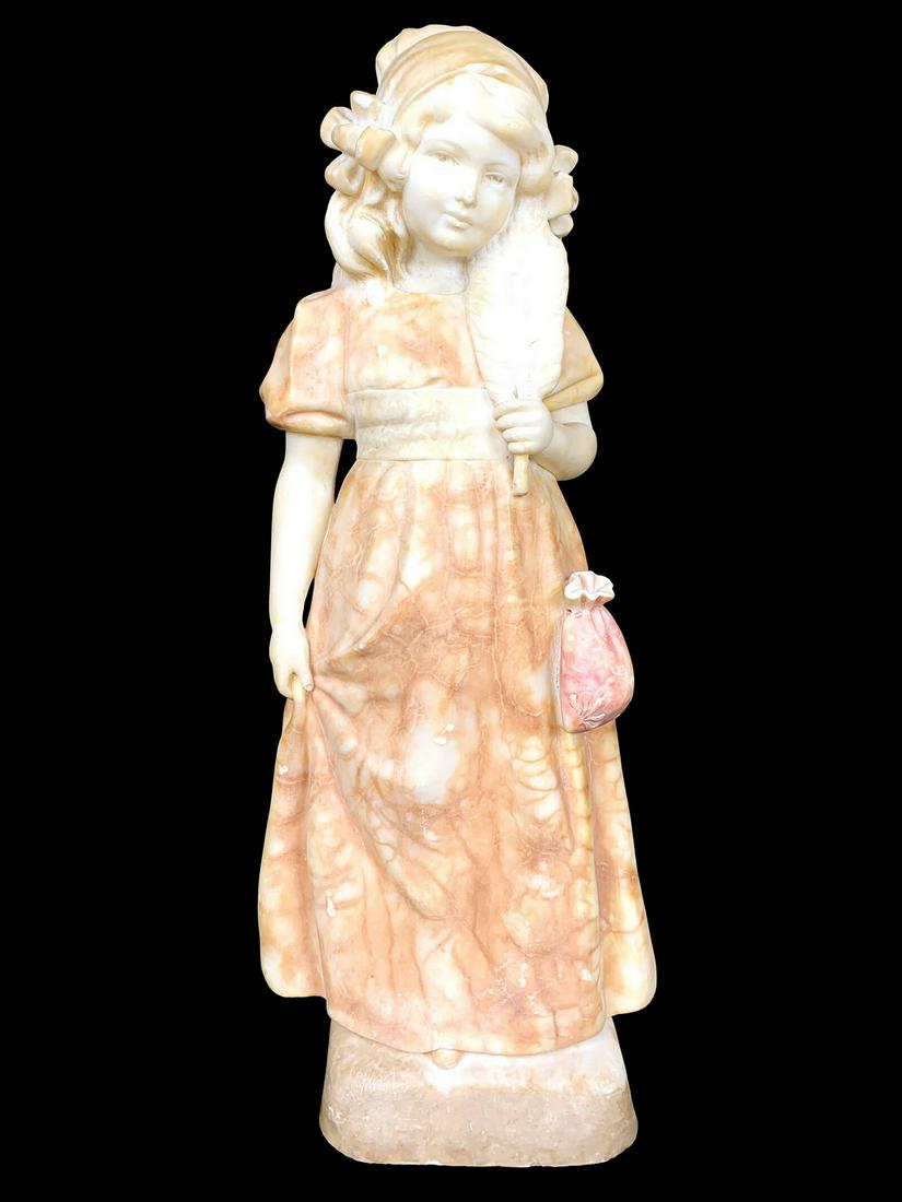 Antique European alabaster sculpture, signed (1 of 11)