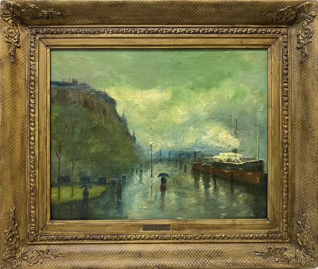 Antique French oil on canvas, signed J. BENNER (1 of 6)