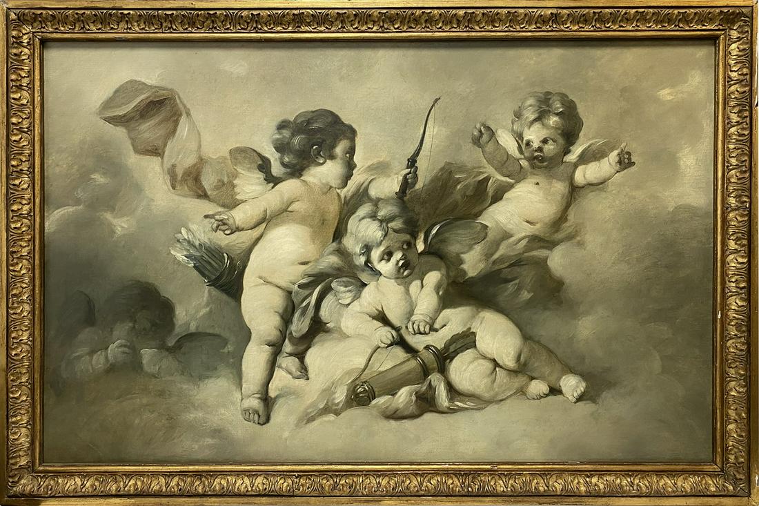 Antique European Angels oil on canvas (1 of 7)