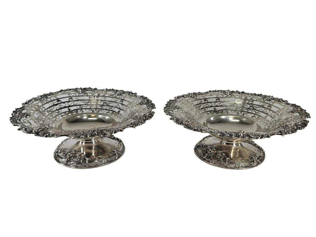 James Dixon & Sons, England silver pair of fruit stands (1 of 11)