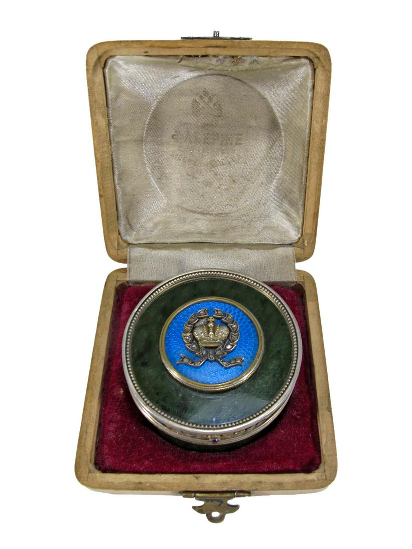Antique Russian silver & enamel with stones box in a case (1 of 9)