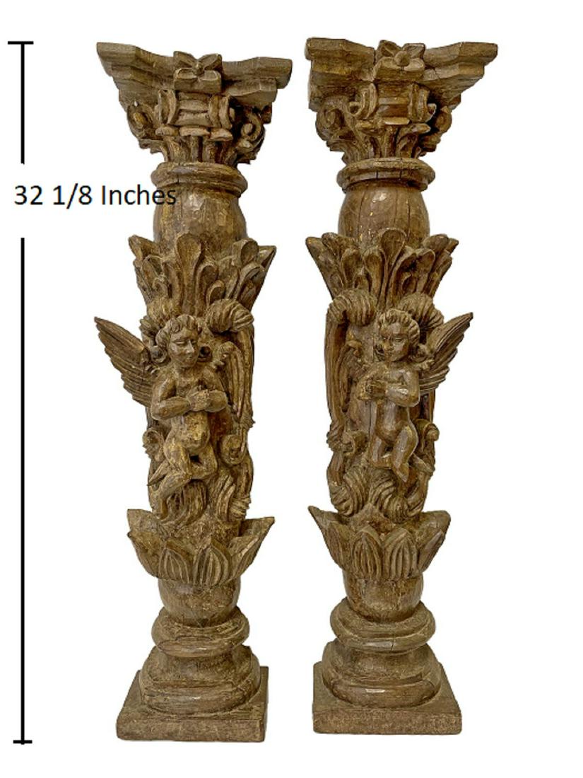 19th C European large carved wood ornaments (1 of 5)