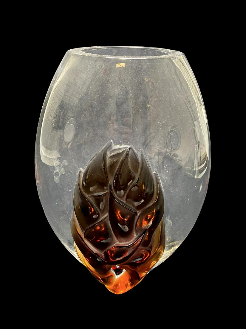 Lalique, France Martinique amber glass vase (1 of 5)