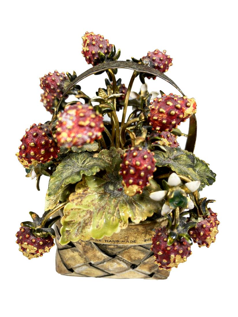 Cartier Gilt Sterling & enamel strawberries basket (1 of 6)