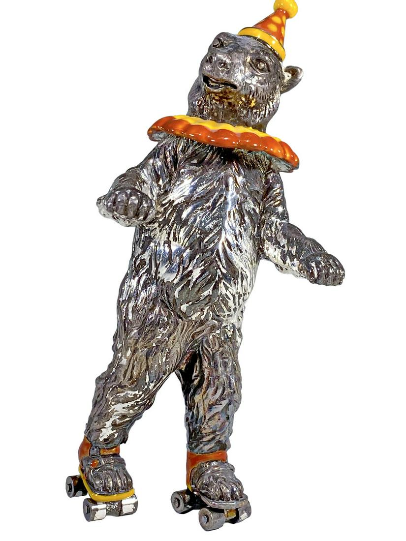 A Tiffany & Co. Silver and Enamel Circus Bear on Roller Skates, Designed by Gene Moore, New York (1 of 7)