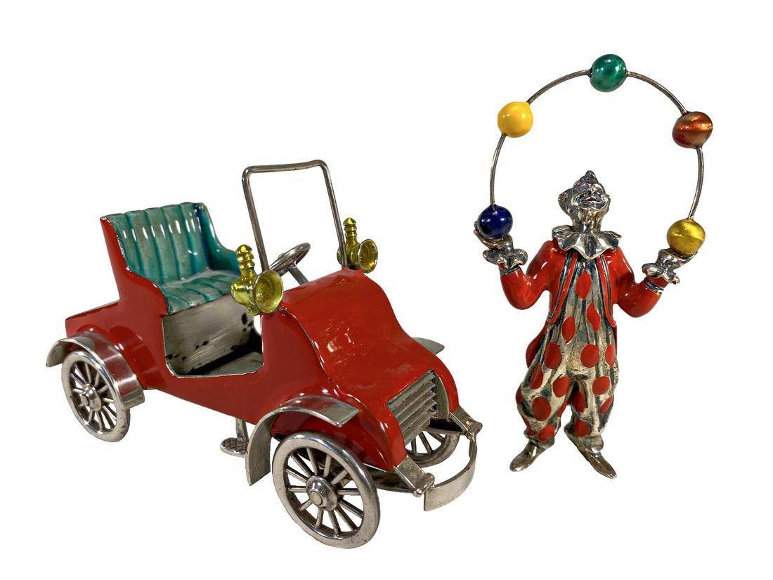 Gene Moore for Tiffany & Co. Sterling 925 & Enamel Clown & car (1 of 12)