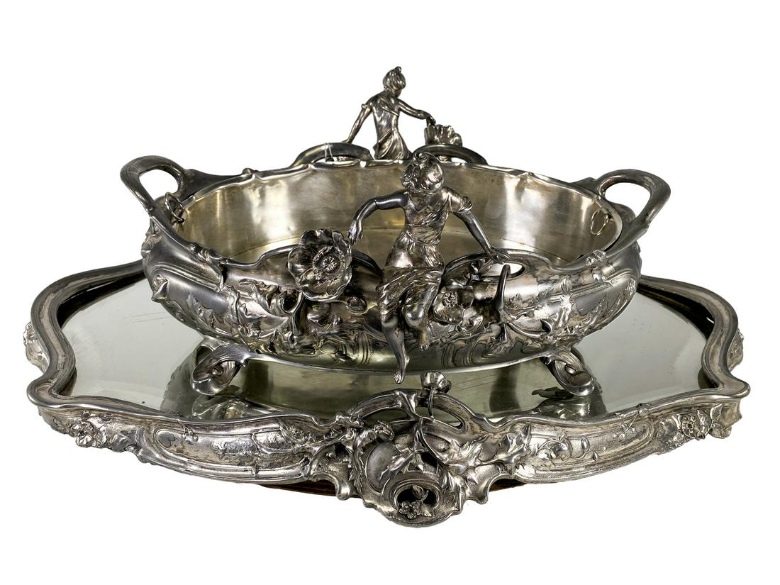 Probably WMF Art Nouveau centerpiece with a mirrored tray (1 of 9)