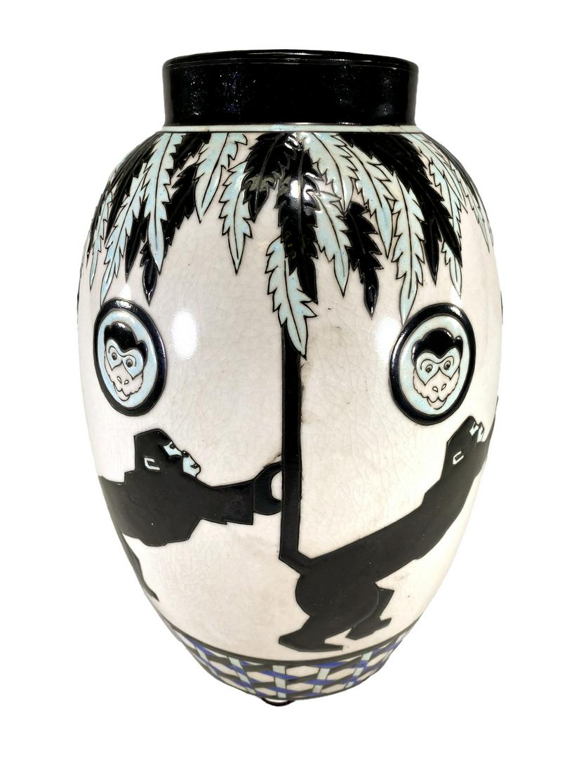Art Deco Belgium Keralouve La Louviere Monkey Vase (1 of 5)
