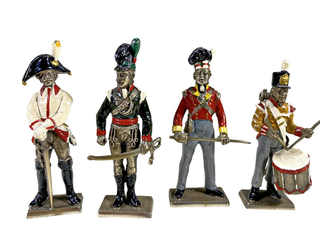 4 Italian 800 Silver & Enamel Soldiers Statues (1 of 8)