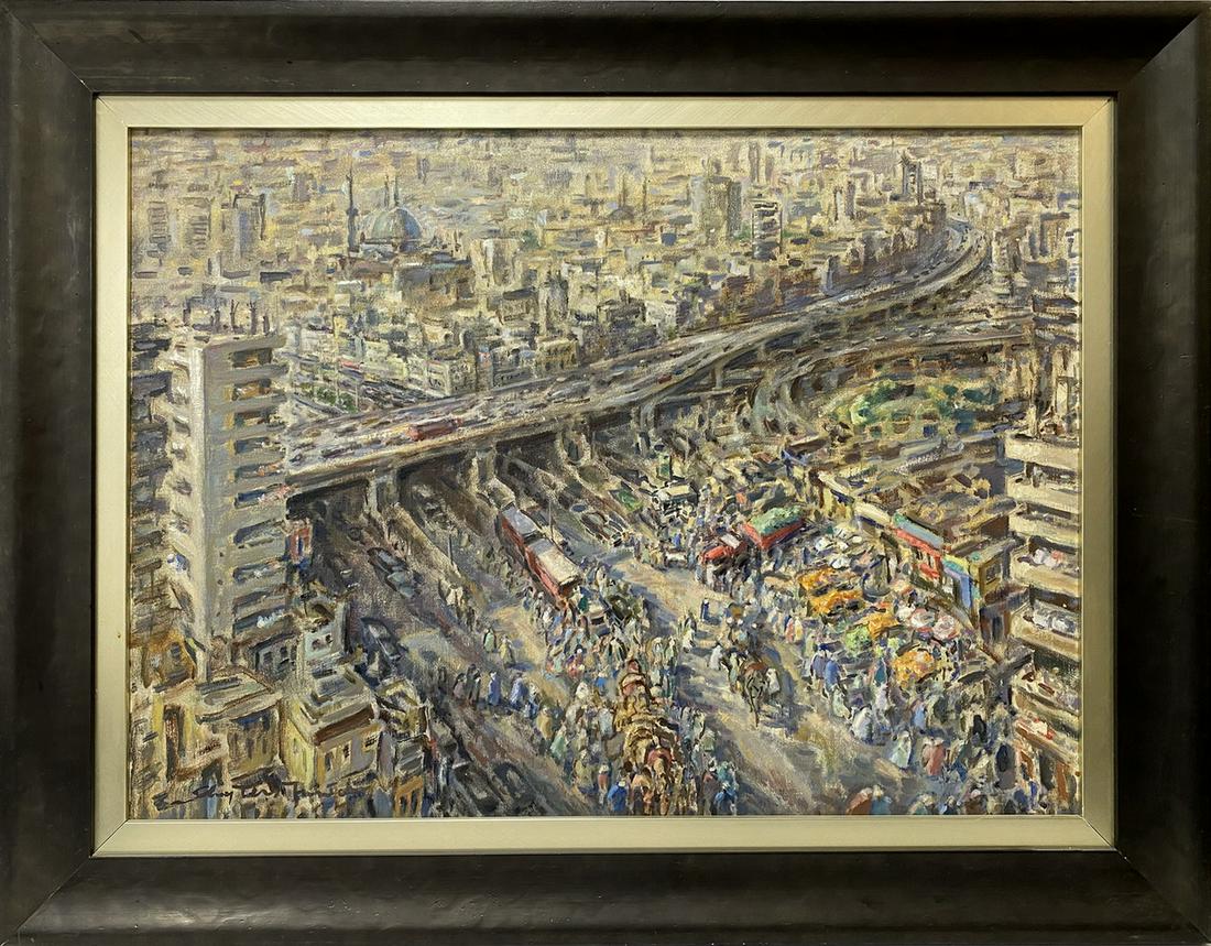 Jan SLUIJTERS (1914-2005) Dutch oil on canvas Abassya Square in Cairo (1 of 7)