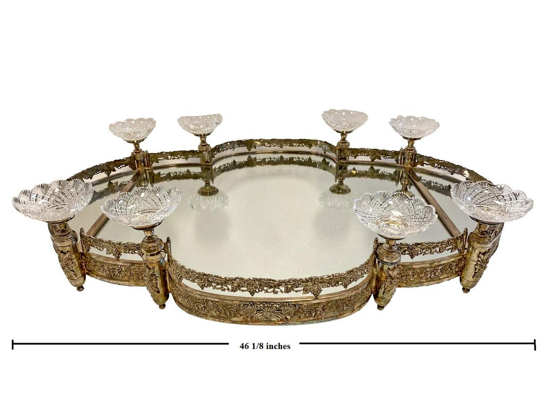 Large Christofle bronze and crystal plateau (1 of 8)