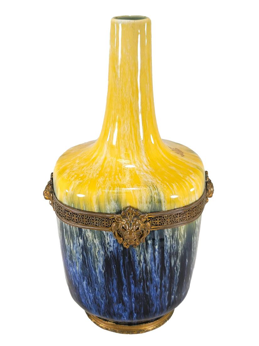 Boch, Belgium Porcelain & Bronze Vase (1 of 6)