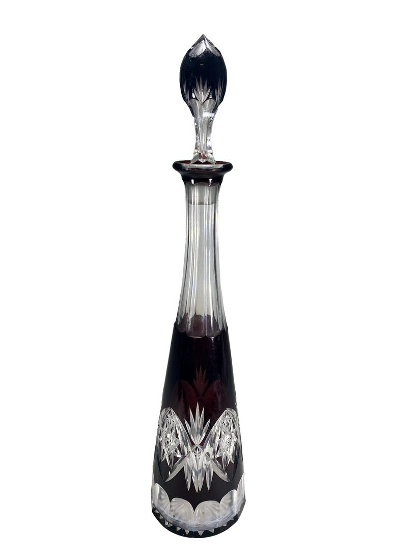 Antique Red Cut to Clear Decanter (1 of 5)