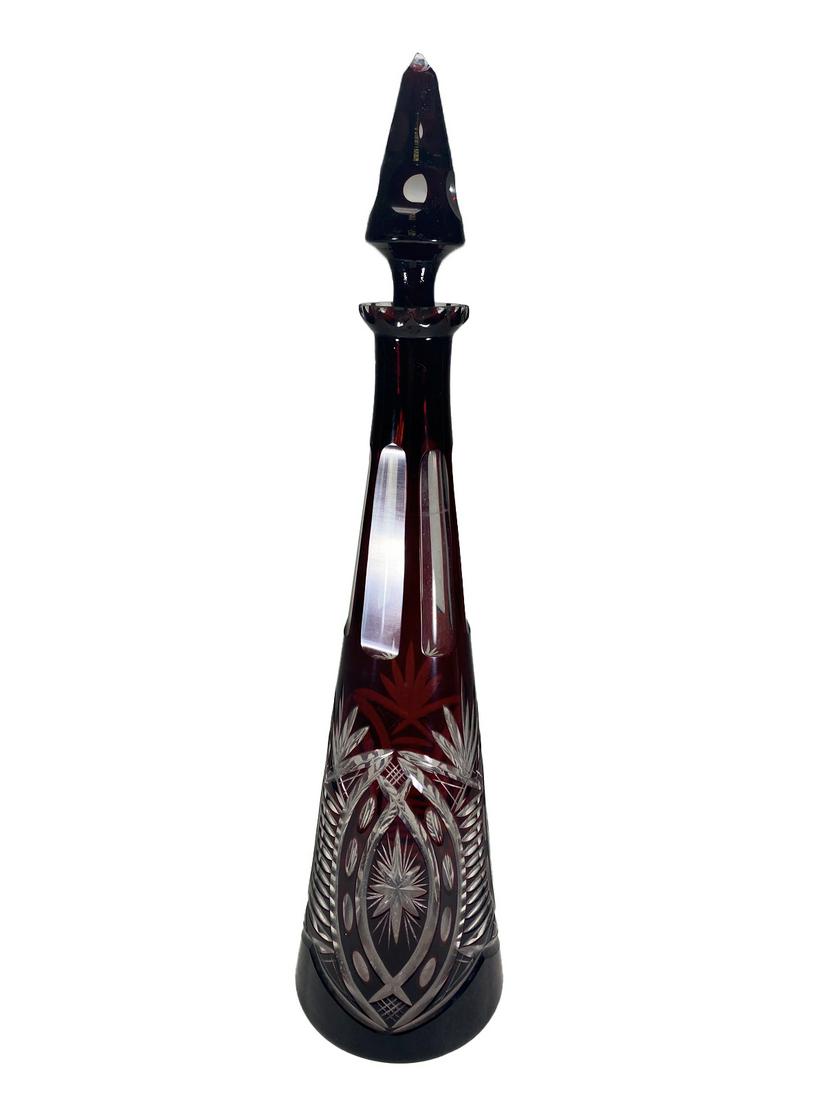 Antique Red Cut to Clear Decanter (1 of 6)