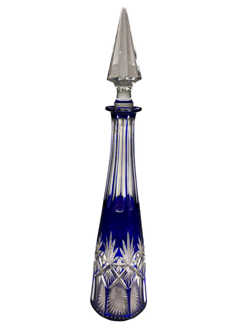 Antique Blue Cut to Clear Decanter (1 of 5)
