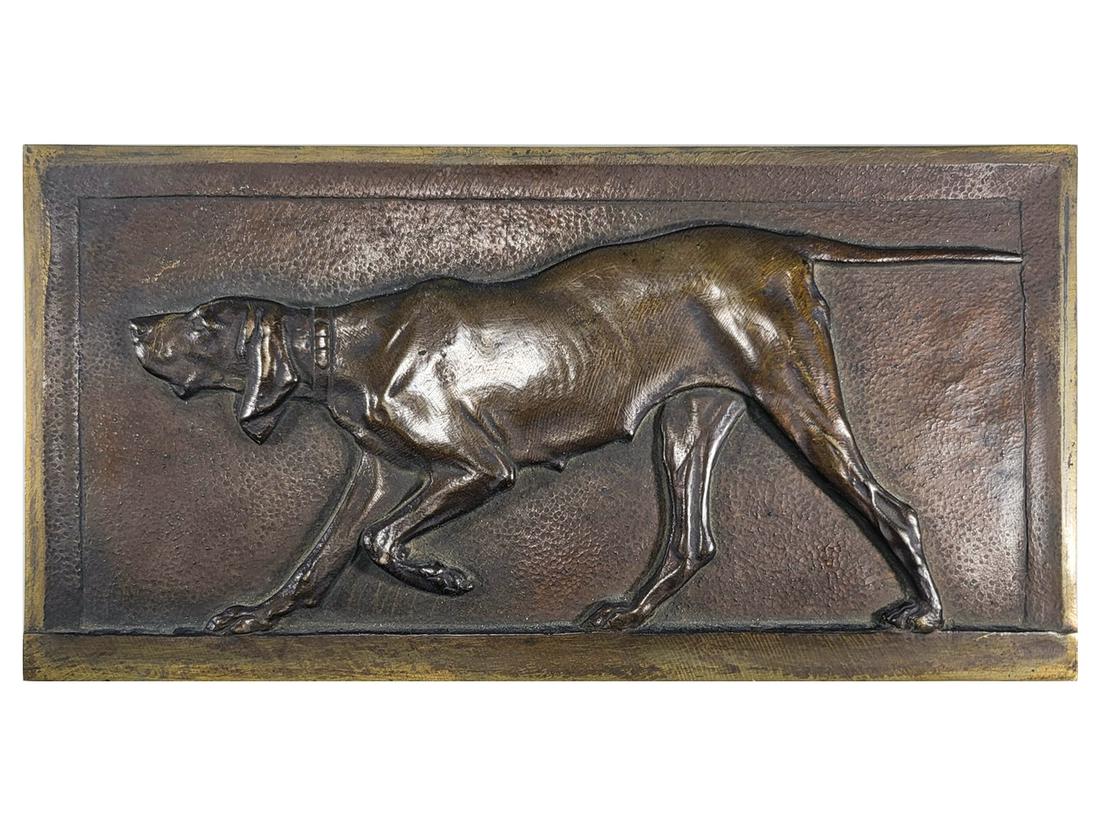Antique Pointer Dog Bronze Plaque (1 of 6)