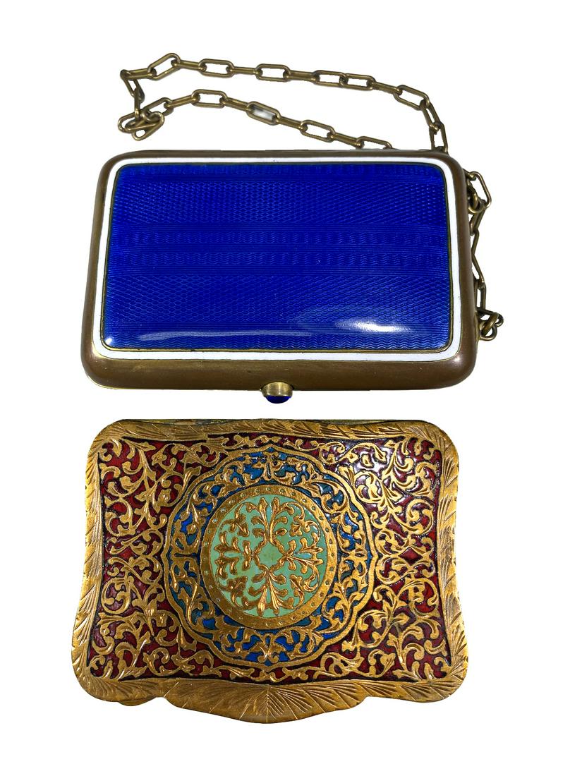 2 Vintage Bronze & Enamel Powder Boxes (1 of 7)