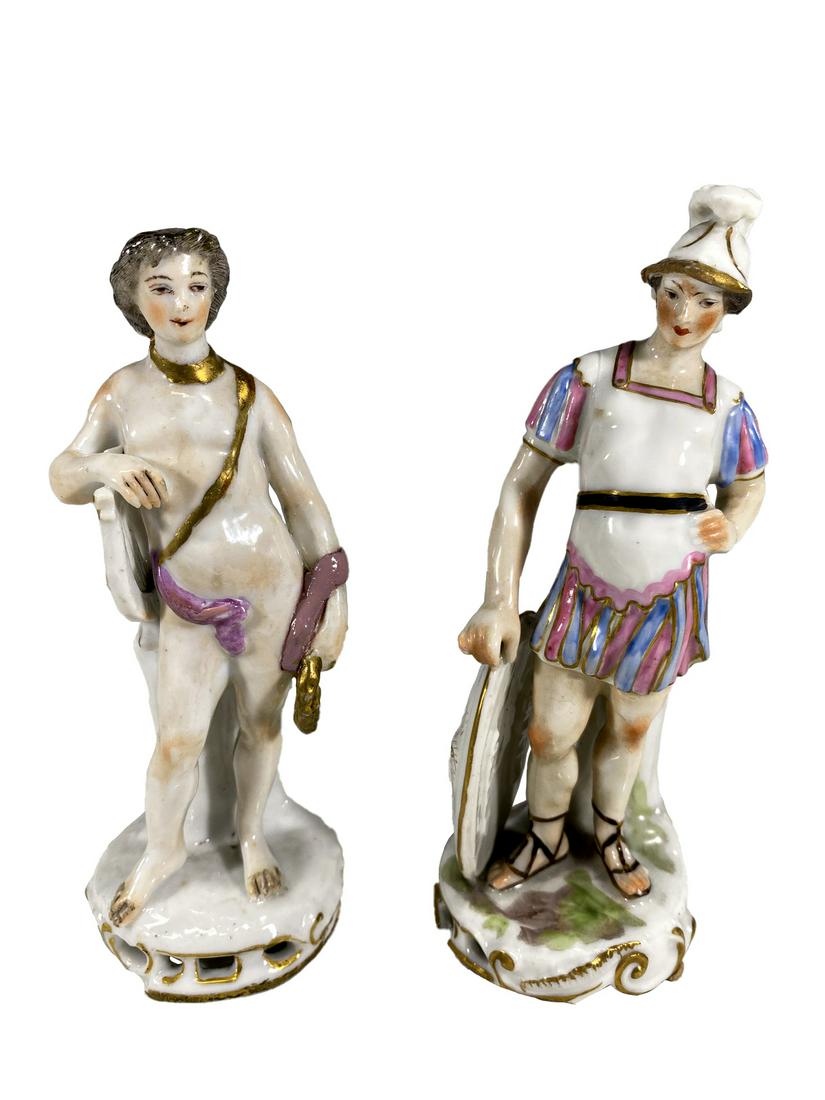 2 Meissen, Germany Porcelain Figurines: 2 Meissen, Germany Porcelain Figurines. 5 3/4 x 2 1/4 and 5 1/2 x 2 1/8 in. TO SHIP THIS ITEM IN USA OR INTERNATIONAL, PLEASE CONTACT THE SHIPPERS : 1) UPS store1937- David Reiser -754-263-0780, aucti