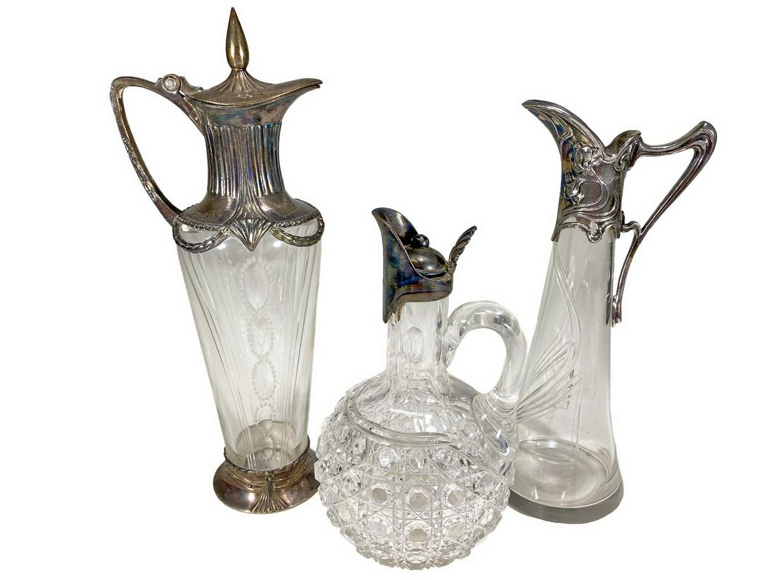 2 WMF Germany & 1 Baccarat, France metal & Glass Jugs (1 of 9)