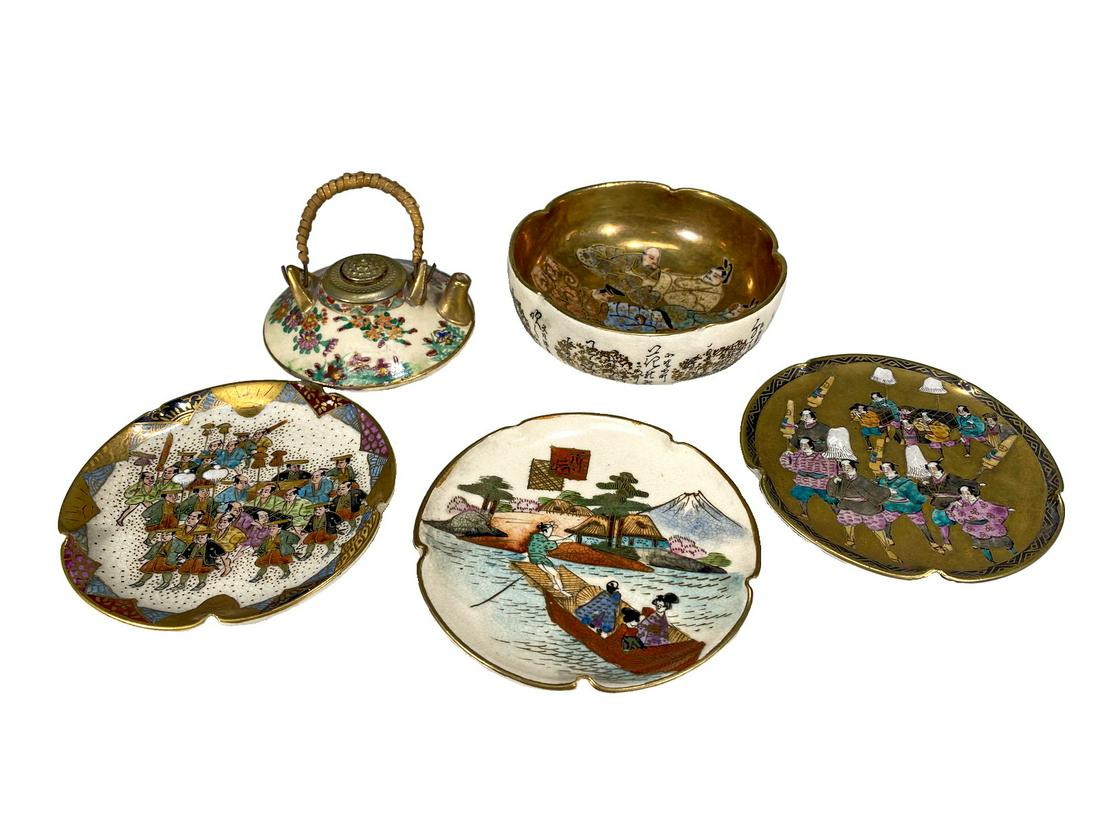 5 Antique Japanese Satsuma Porcelain Pcs (1 of 13)