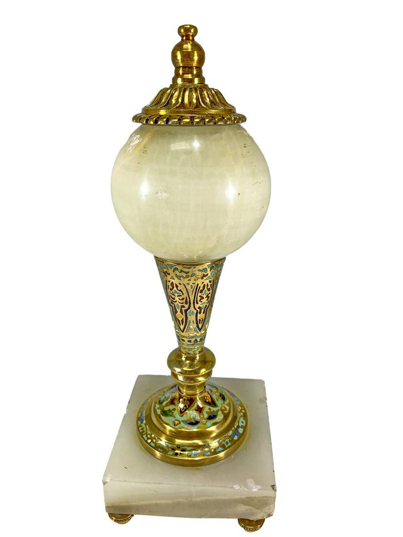 Antique Frencg Bronze Champleve & Onyx Urn (1 of 5)